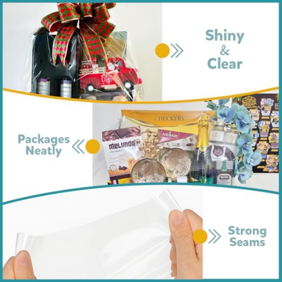 Shrink Wrap Bags for Gift Bask - Cellophane Wrap Clear recension och pris