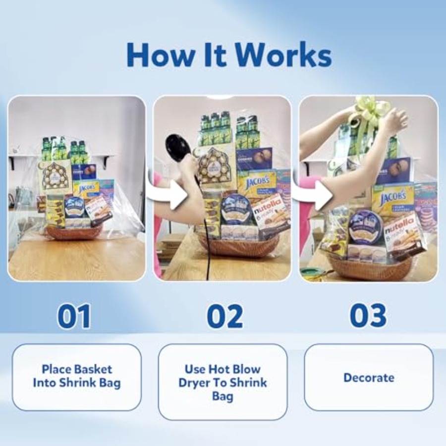 Shrink Wrap Bags for Gift Bask - Cellophane Wrap Clear recension och pris