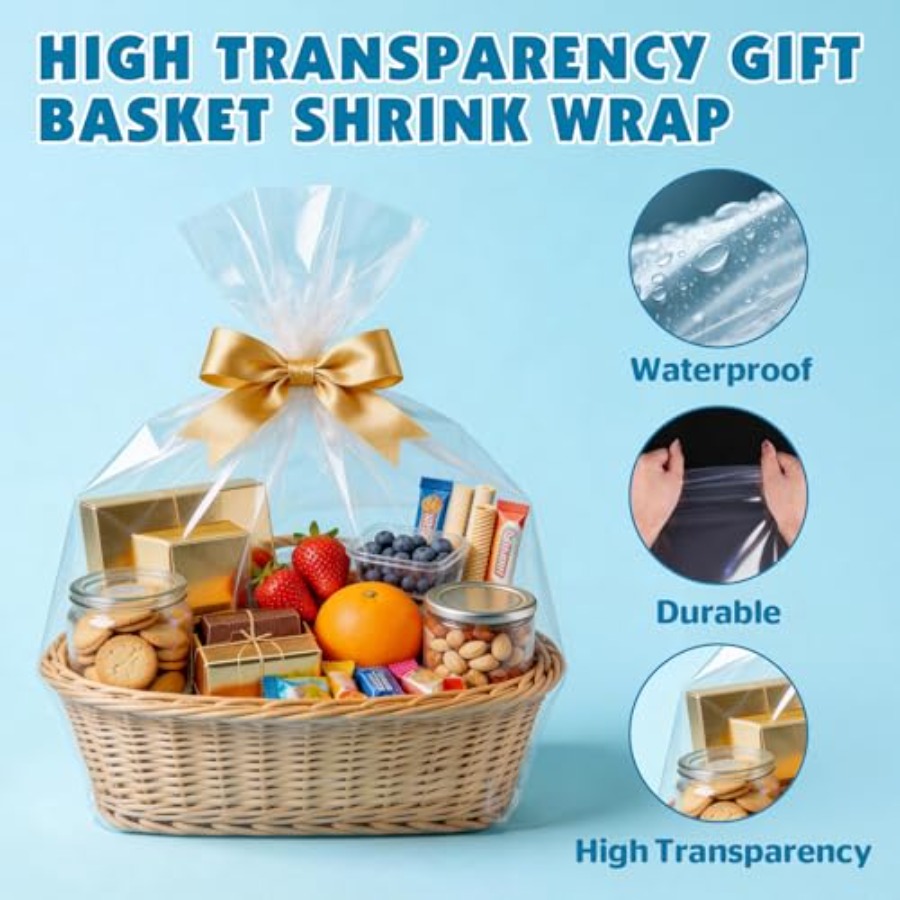 5 Pcs Extra Large Shrink Wrap  - Cellophane Wrap Clear recension och pris