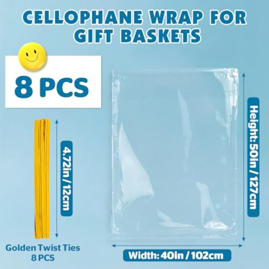 8 Pcs Large Cellophane Bags, 4 - Cellophane Wrap Clear recension och pris
