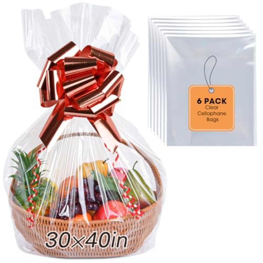 6PCS Extra Large Cellophane Ba - Cellophane Wrap Clear recension och pris
