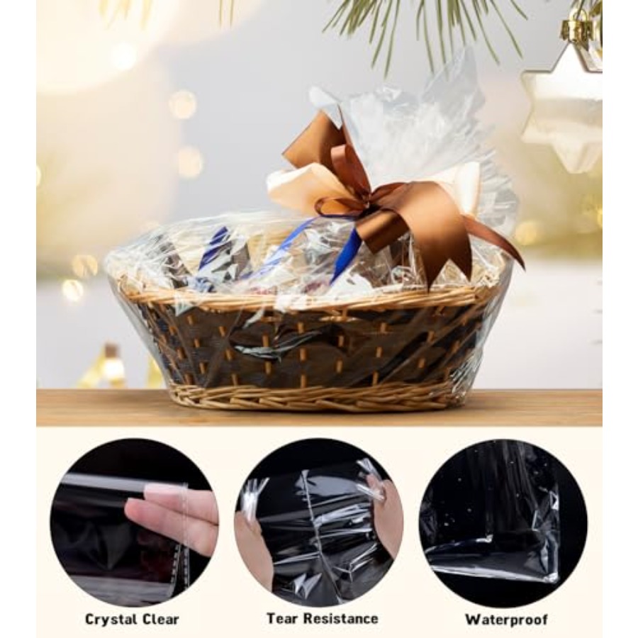 6PCS Extra Large Cellophane Ba - Cellophane Wrap Clear recension och pris